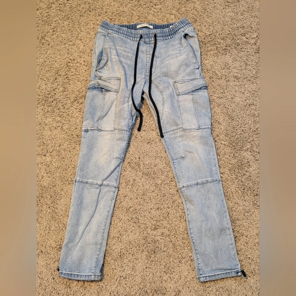 PacSun Y2K Blue Pull on Cargo Joggers Drawstring